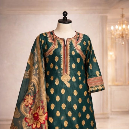 Emerald Green Silk Suit – 3 Piece Set - A.L.A Collection