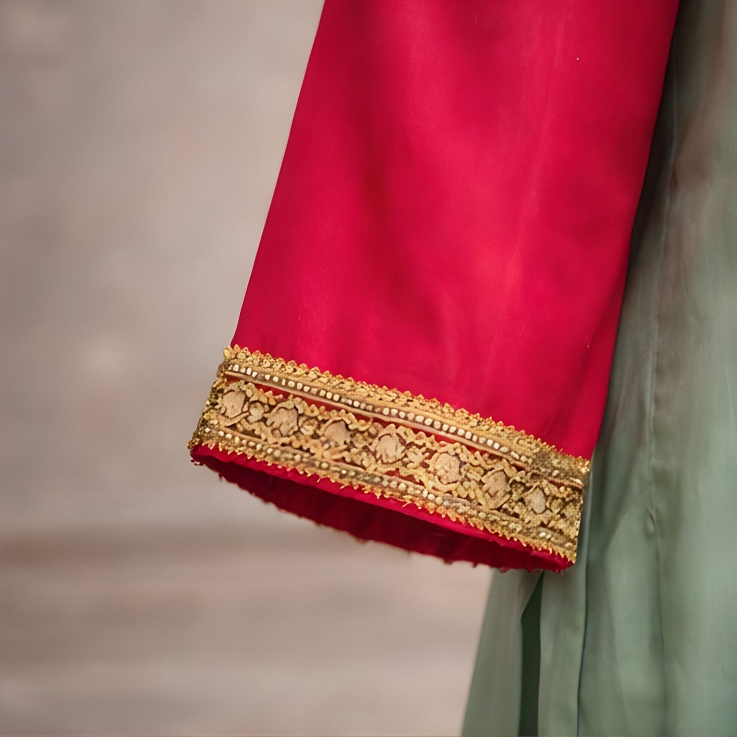 Mint Green & Hot Pink 3PC Stitched Suit with Tassel Dupatta - A.L.A Collection