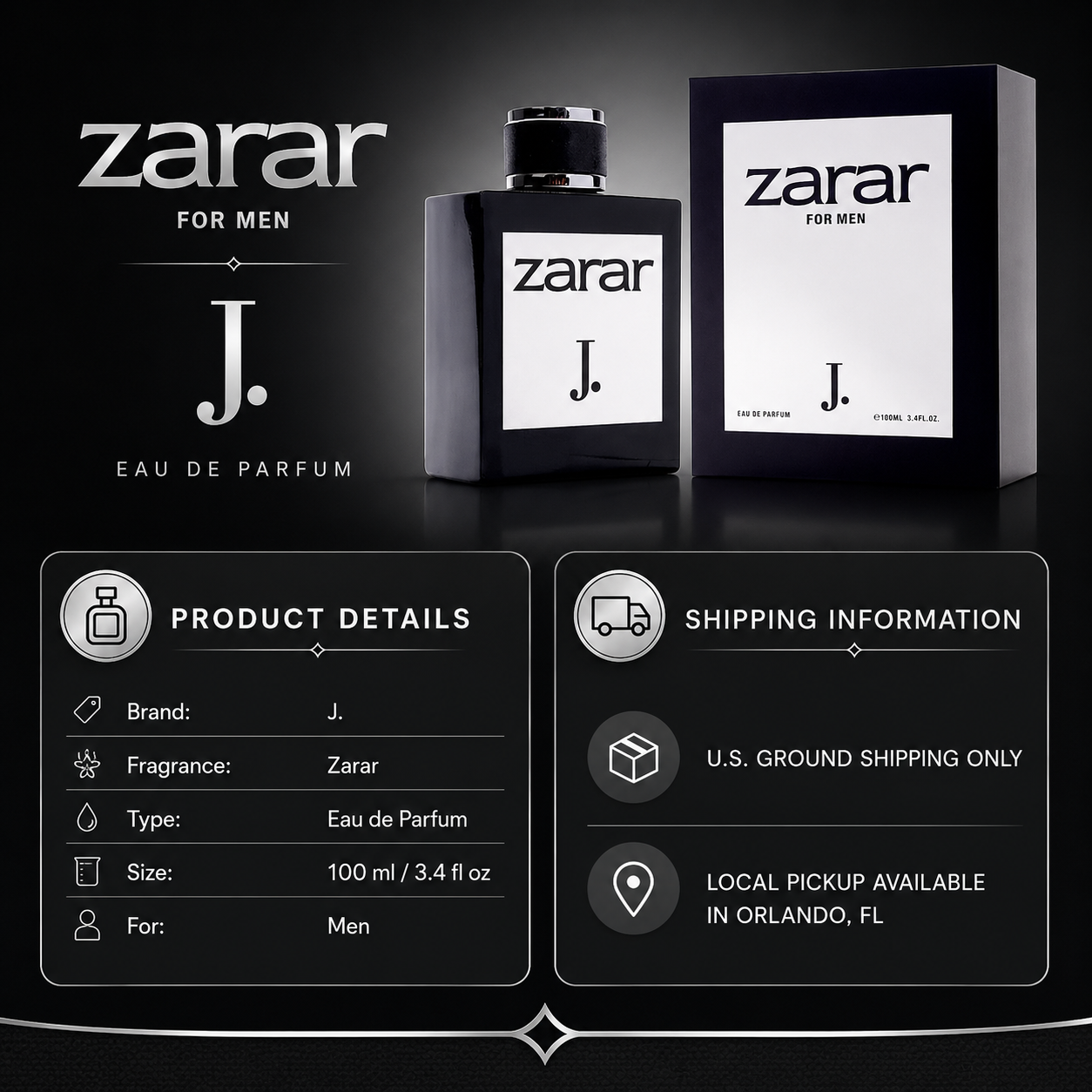 J. Zarar EDP for Men – 3.4 oz / 100 ml