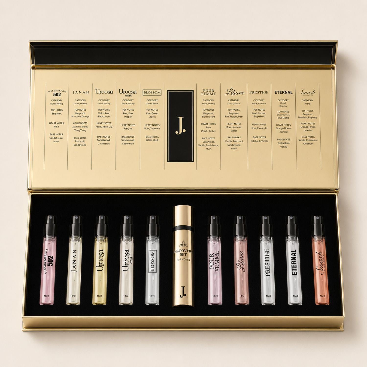 J. 10ml mini perfume set for travel and daily use