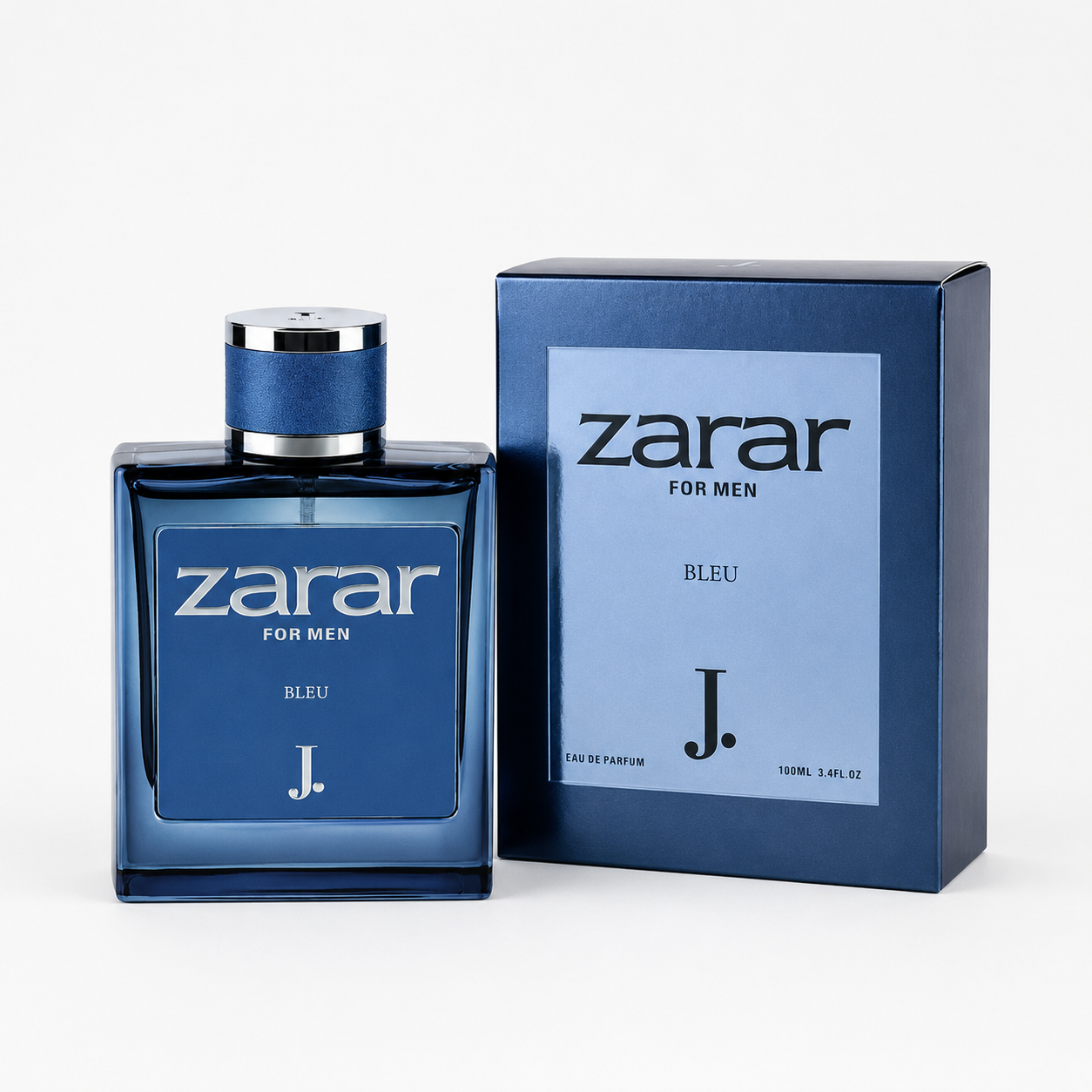 J. Zarar Bleu Eau de Parfum for Men 100ml bottle and box