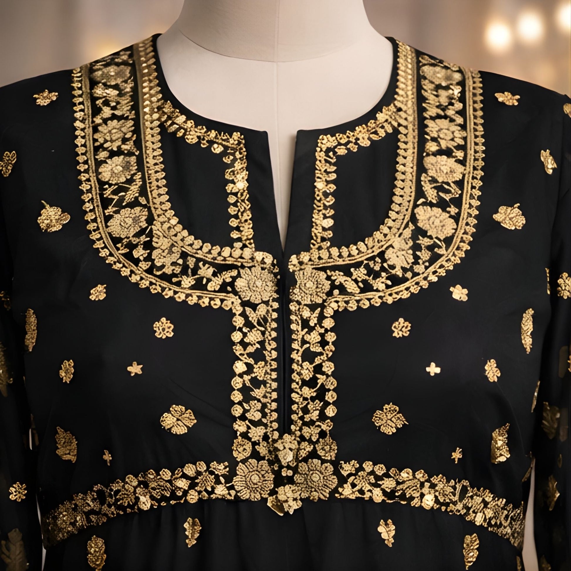 Black Gold Peshwas Coatie Style Suit | Luxury Festive Wear - A.L.A Collection