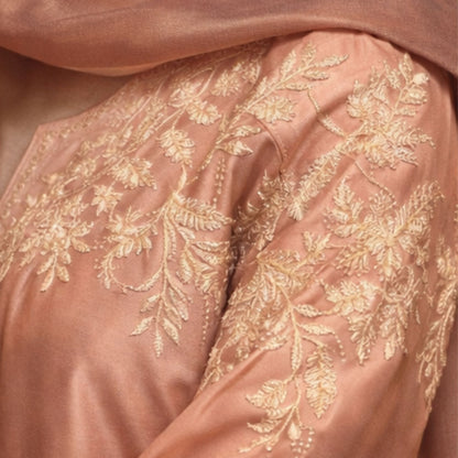 Blush Peach Silk 3 - Piece Embroidered Shalwar Kameez with Dupatta - A.L.A Collection