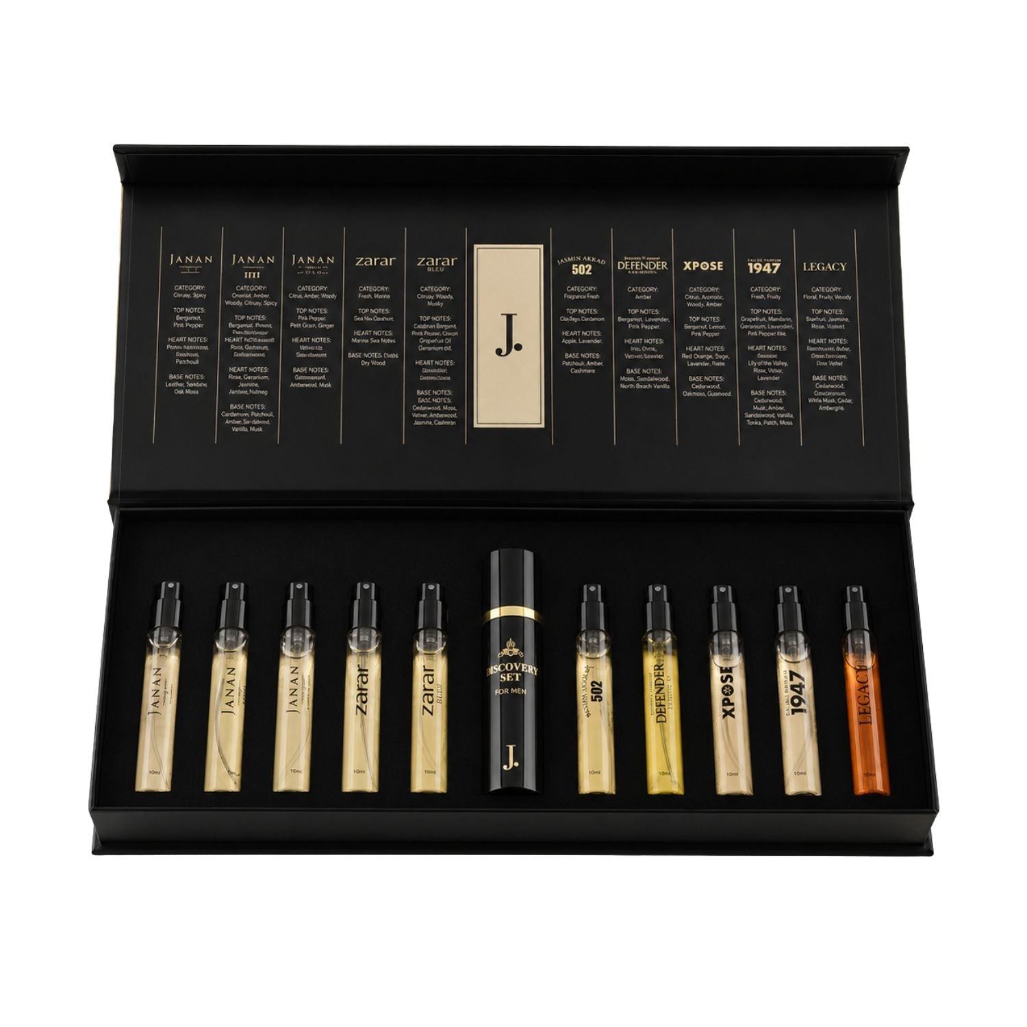 J. Men’s Discovery Set – 10 x 10ml Perfume Gift Set - A.L.A Collection