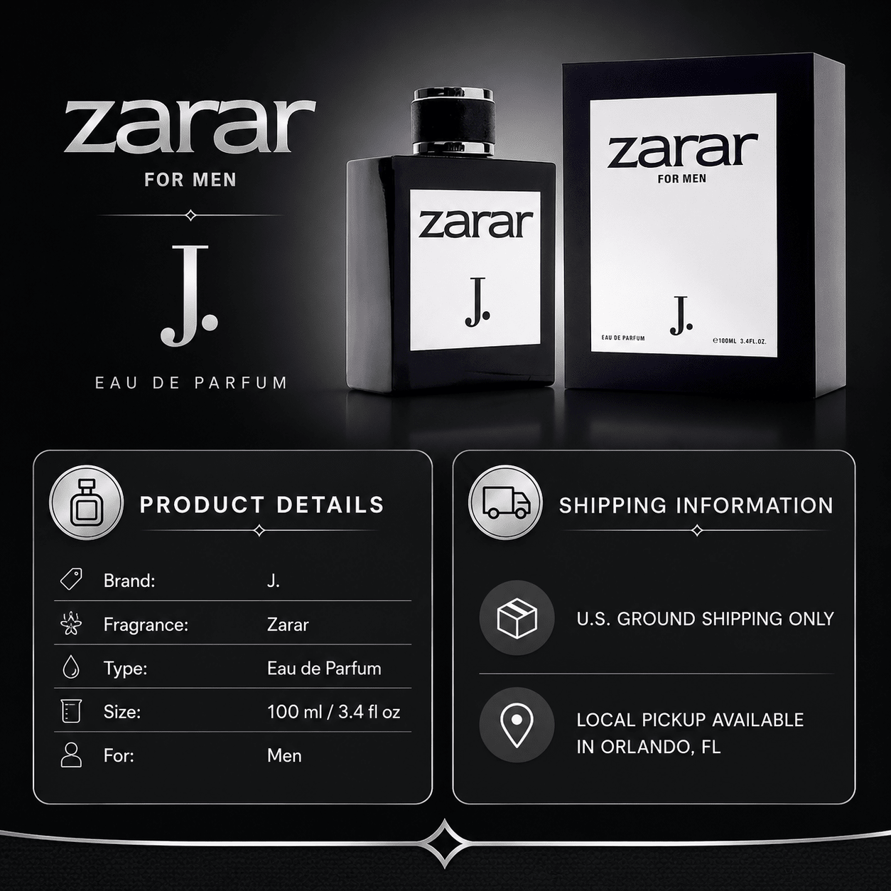 J. Zarar EDP for Men – 3.4 oz / 100 ml - A.L.A Collection