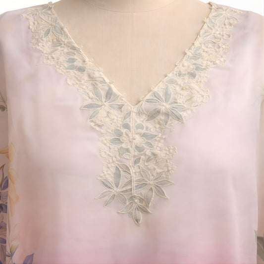 Luxury Modest Maxi Dress - Blush Floral Free Size Kaftan - A.L.A Collection