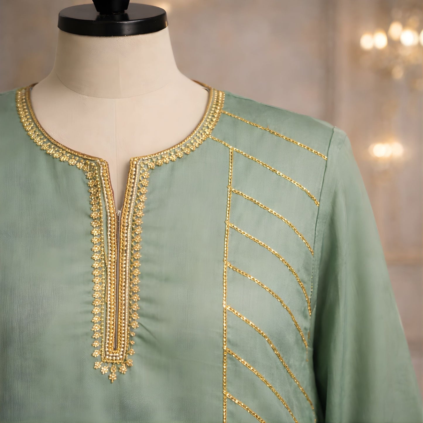 Mint Green & Hot Pink 3PC Stitched Suit with Tassel Dupatta - A.L.A Collection