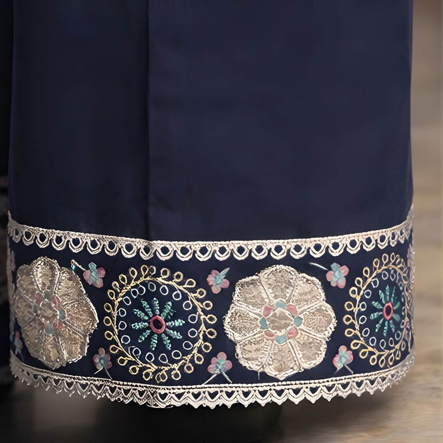 Navy Blue Block Print 3 - Piece Suit - A.L.A Collection