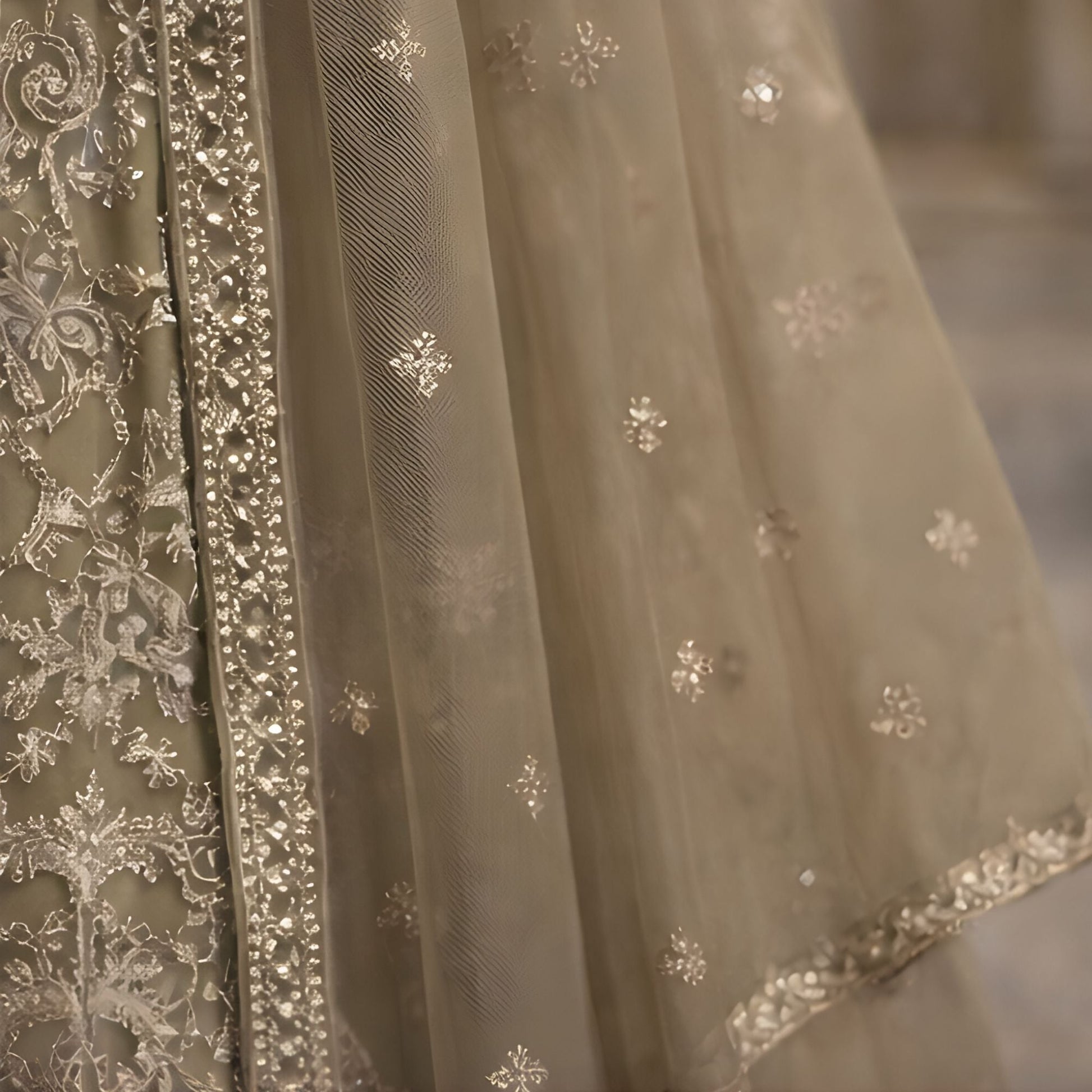 Olive Embroidered Net Maxi Gown - A.L.A Collection