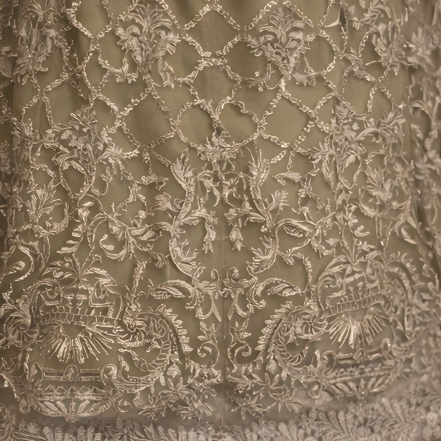 Olive Embroidered Net Maxi Gown - A.L.A Collection