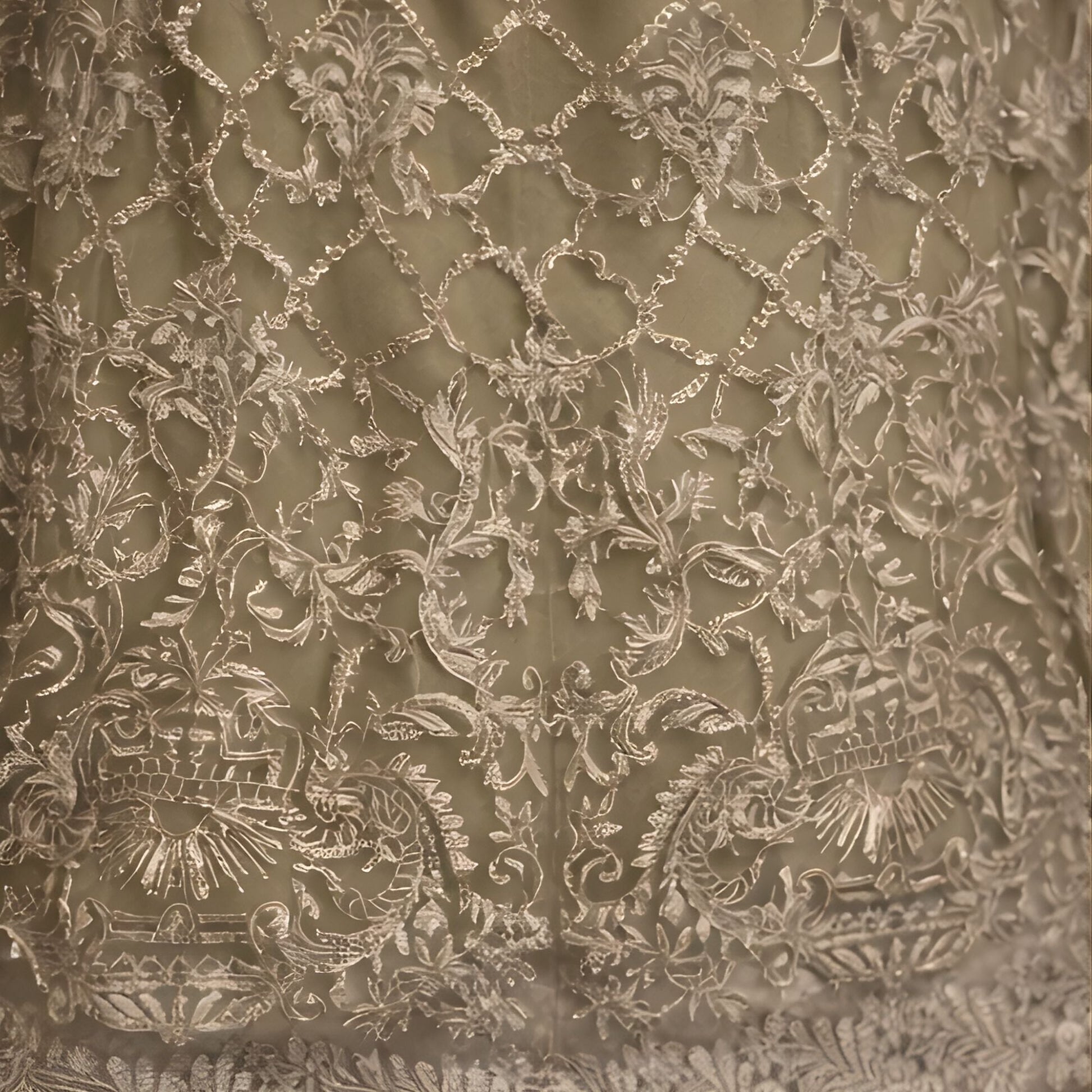 Olive Embroidered Net Maxi Gown - A.L.A Collection