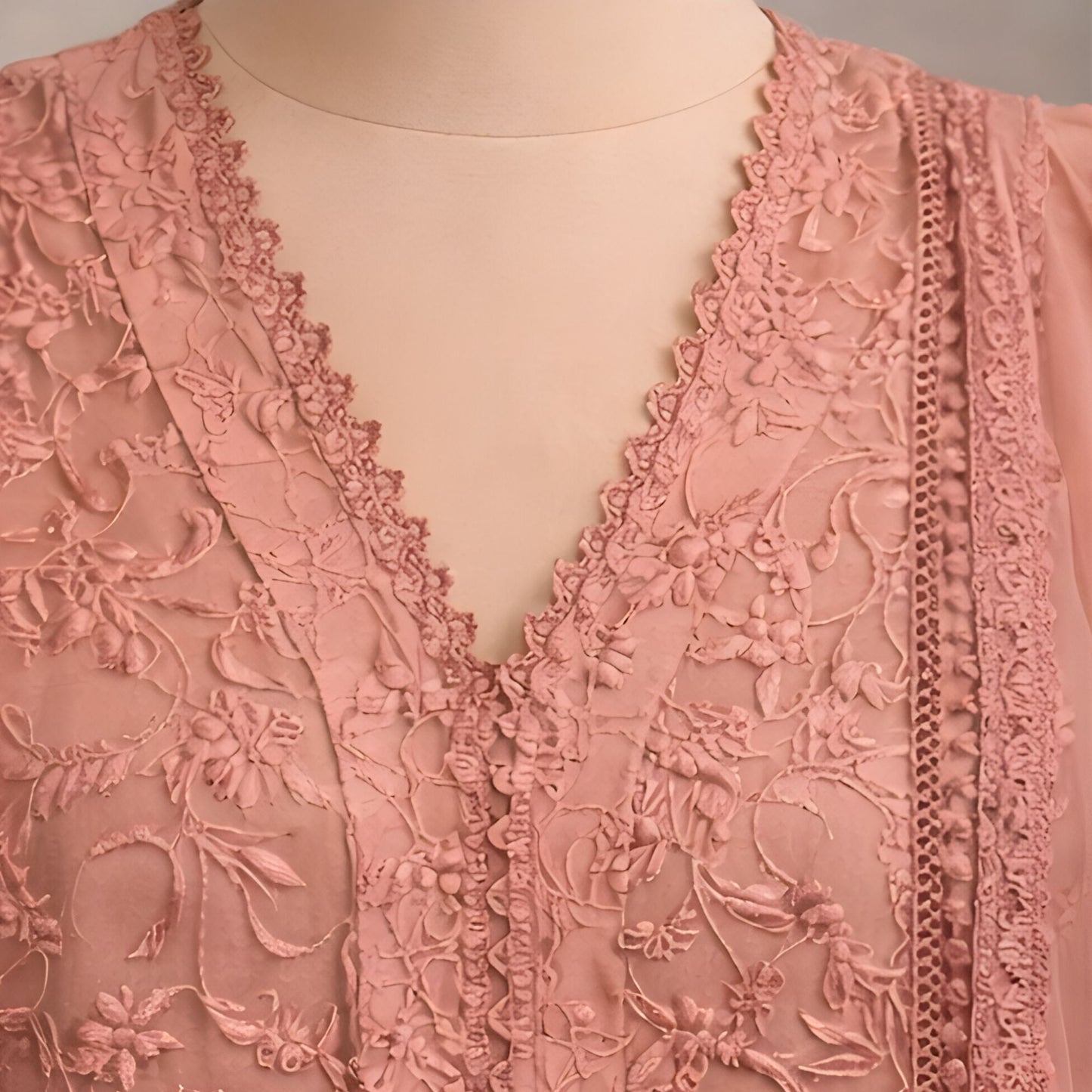 Peach A Line Embroidered 3 - Piece - A.L.A Collection
