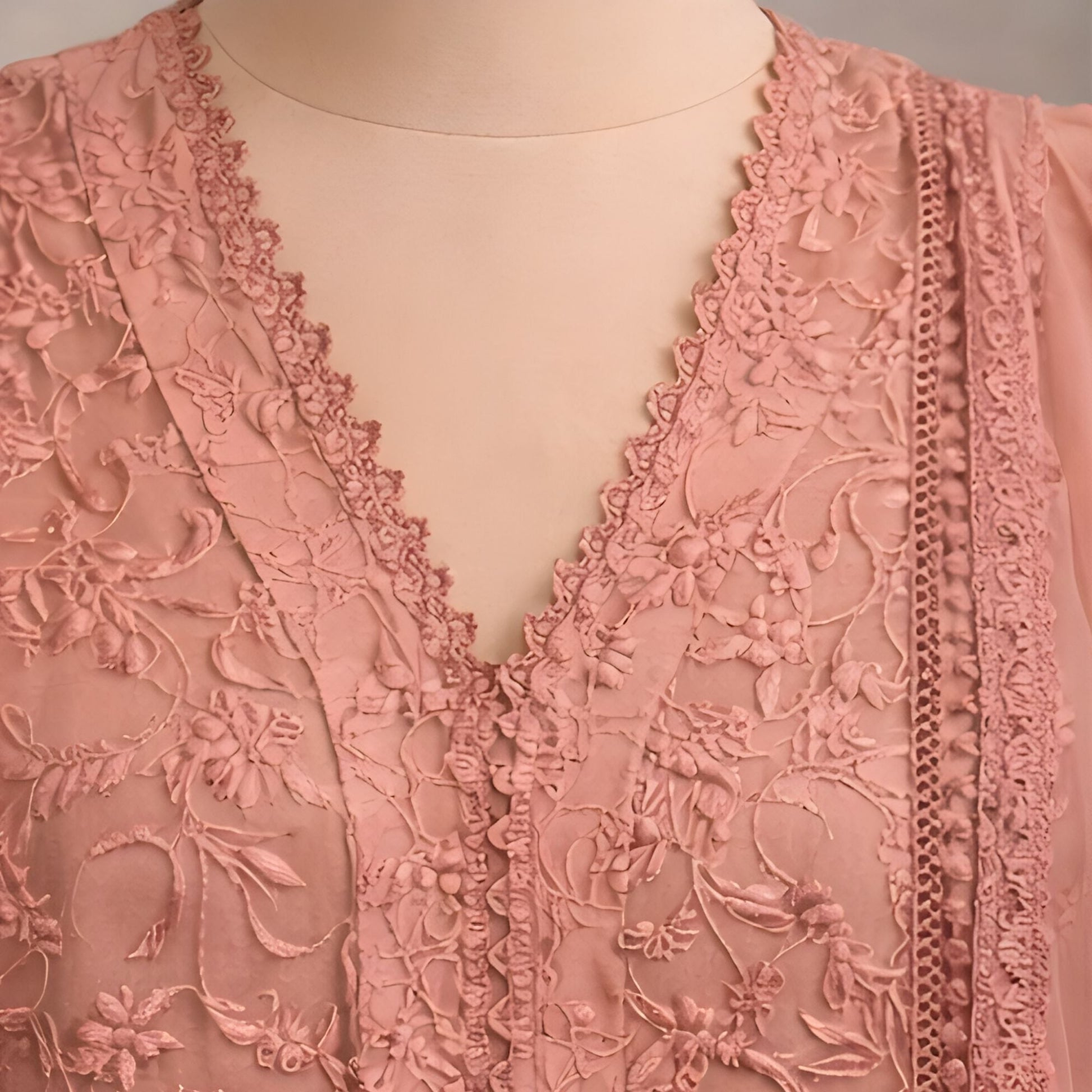 Peach A Line Embroidered 3 - Piece - A.L.A Collection