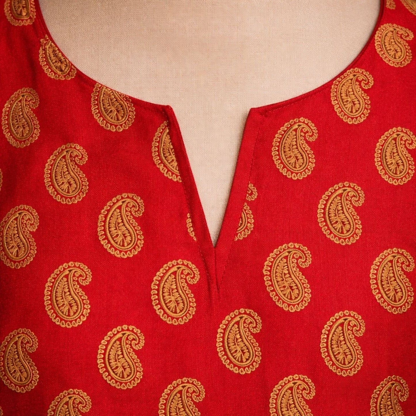 Red & Gold Silk 3 - Piece Shalwar Kameez with Plazo & Dupatta - A.L.A Collection