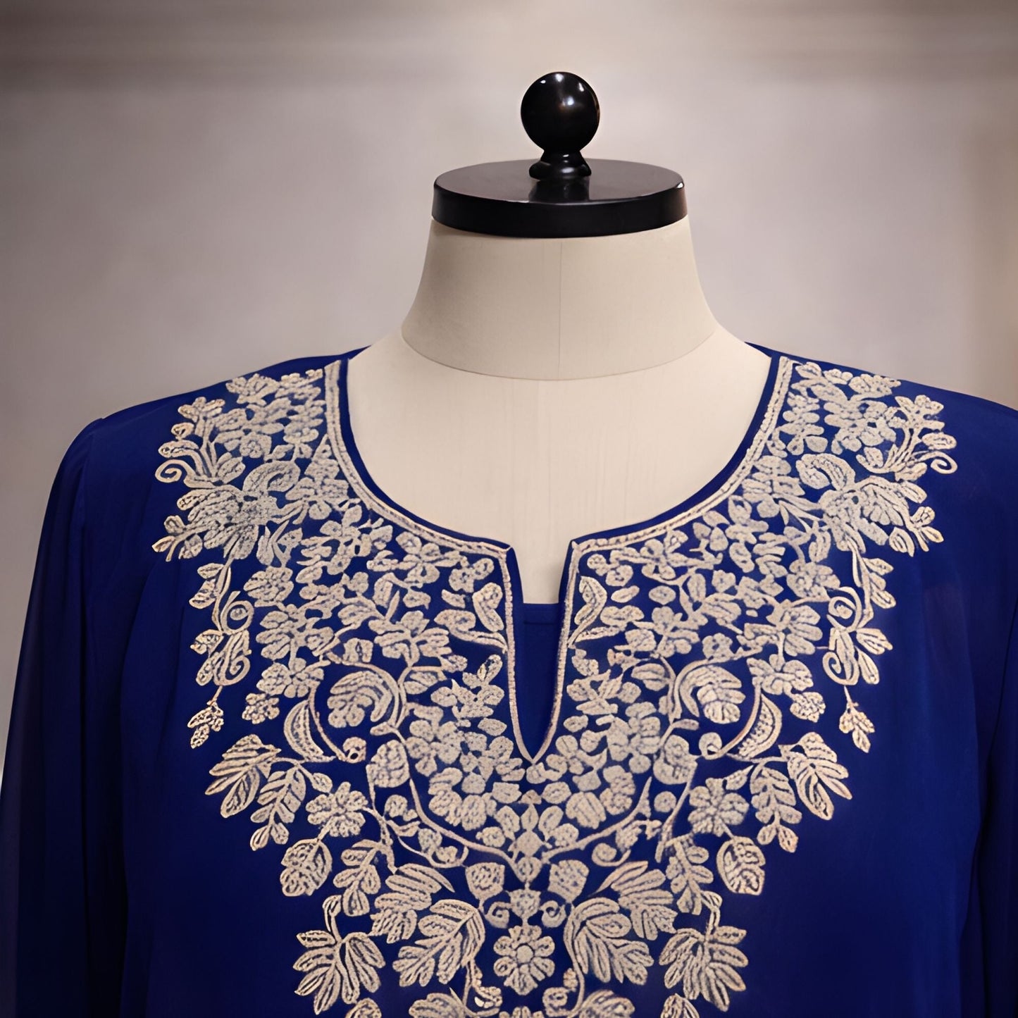 Royal Blue Chiffon Embroidered 3PC Suit - A.L.A Collection