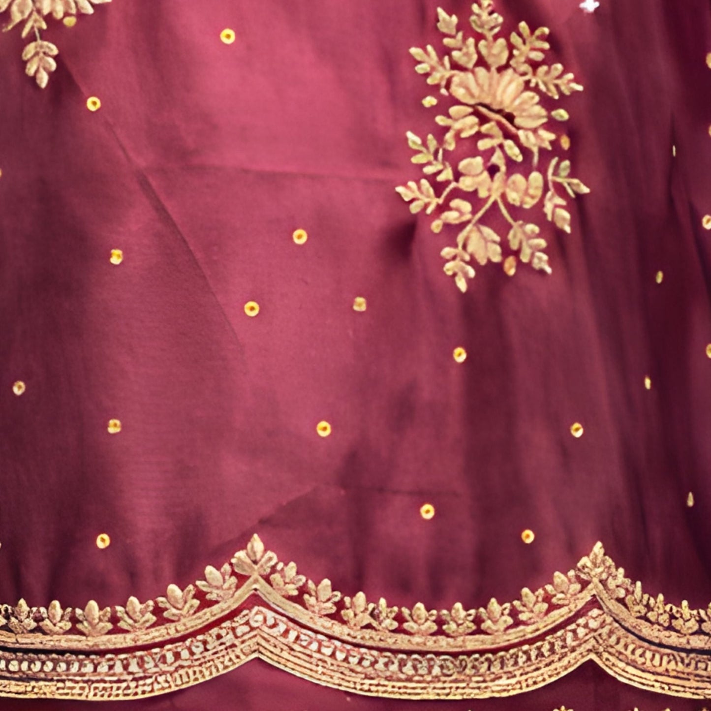 Zari Embroidered Royal Maroon - 3pc Suit - A.L.A Collection
