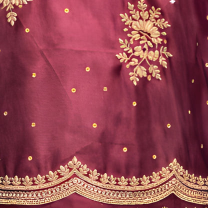Zari Embroidered Royal Maroon - 3pc Suit - A.L.A Collection