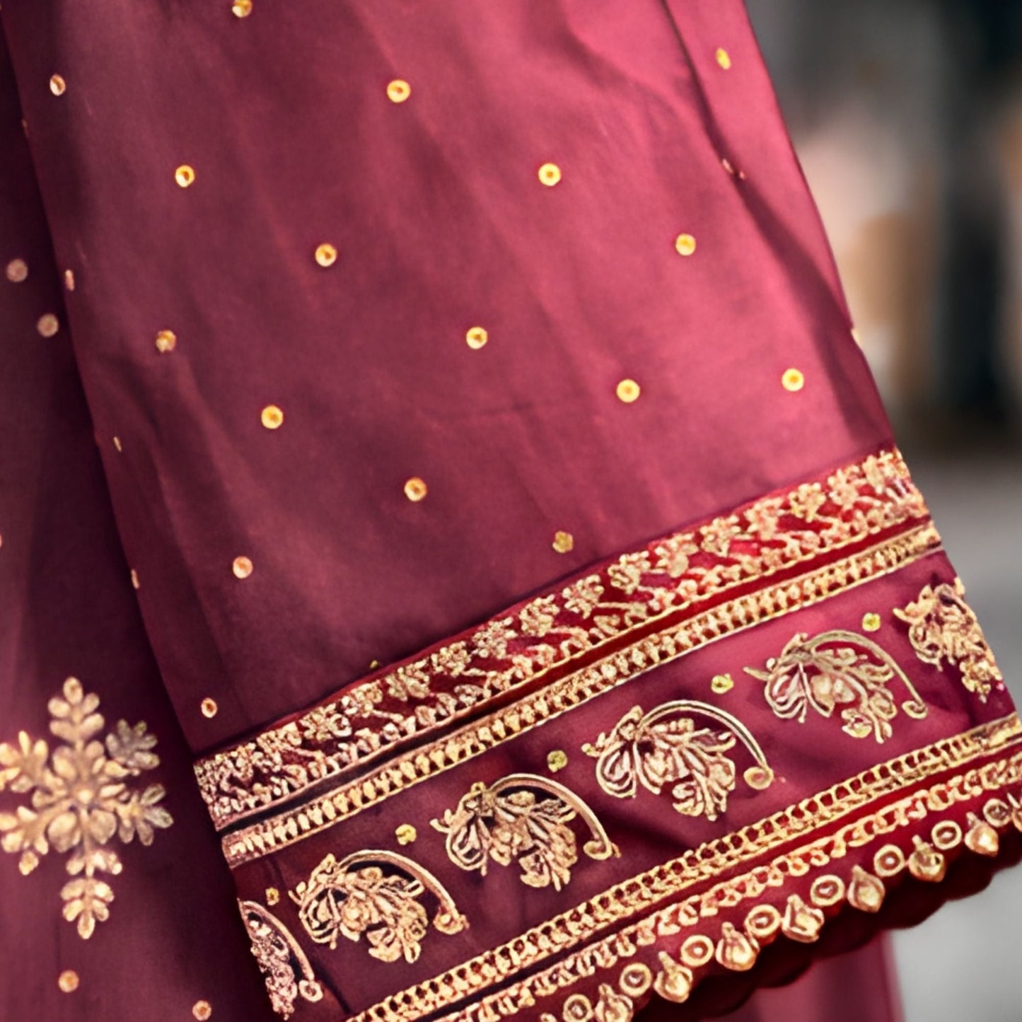 Zari Embroidered Royal Maroon - 3pc Suit - A.L.A Collection